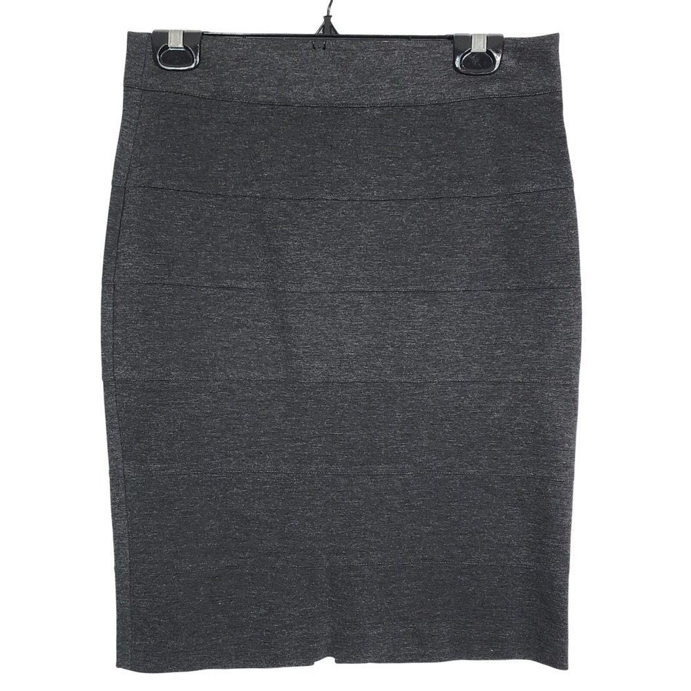 THALIAN Size 4 Charcoal Gray Rayon Blend‎ Knit Knee Length Bandage Pencil Skirt